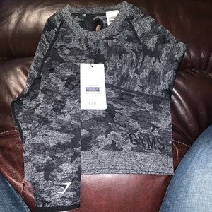 Gymshark Black Camo Seamless crop top size SMALL